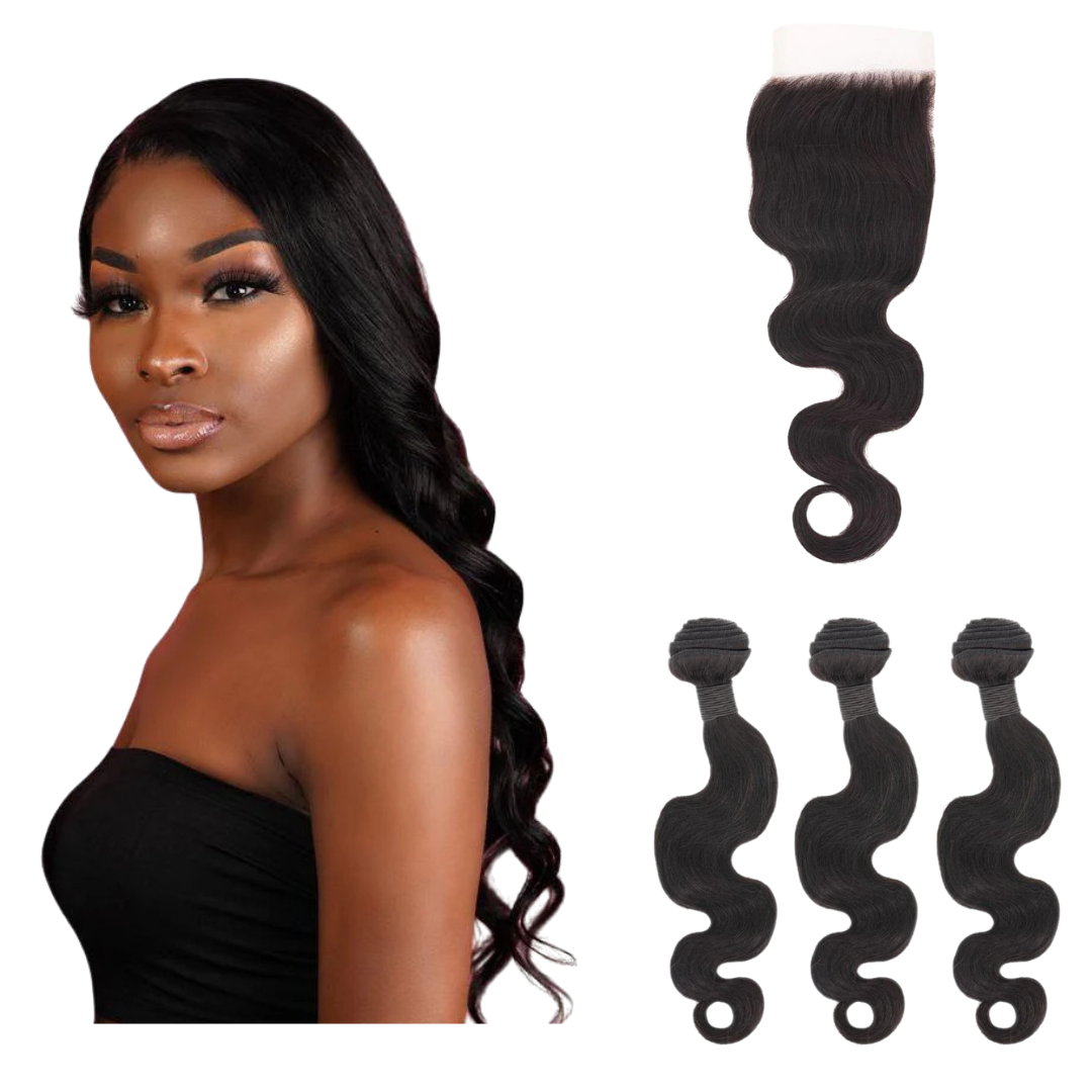 Brazilian Body Wave Bundle with 4x4 HD Closure